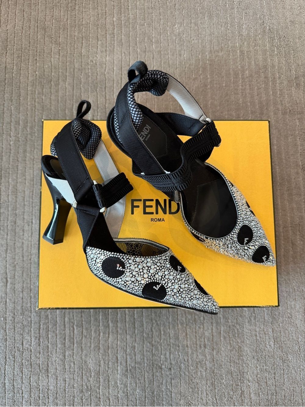 Fendi Colibri Crystal Embellished Pointed-Toe Heels